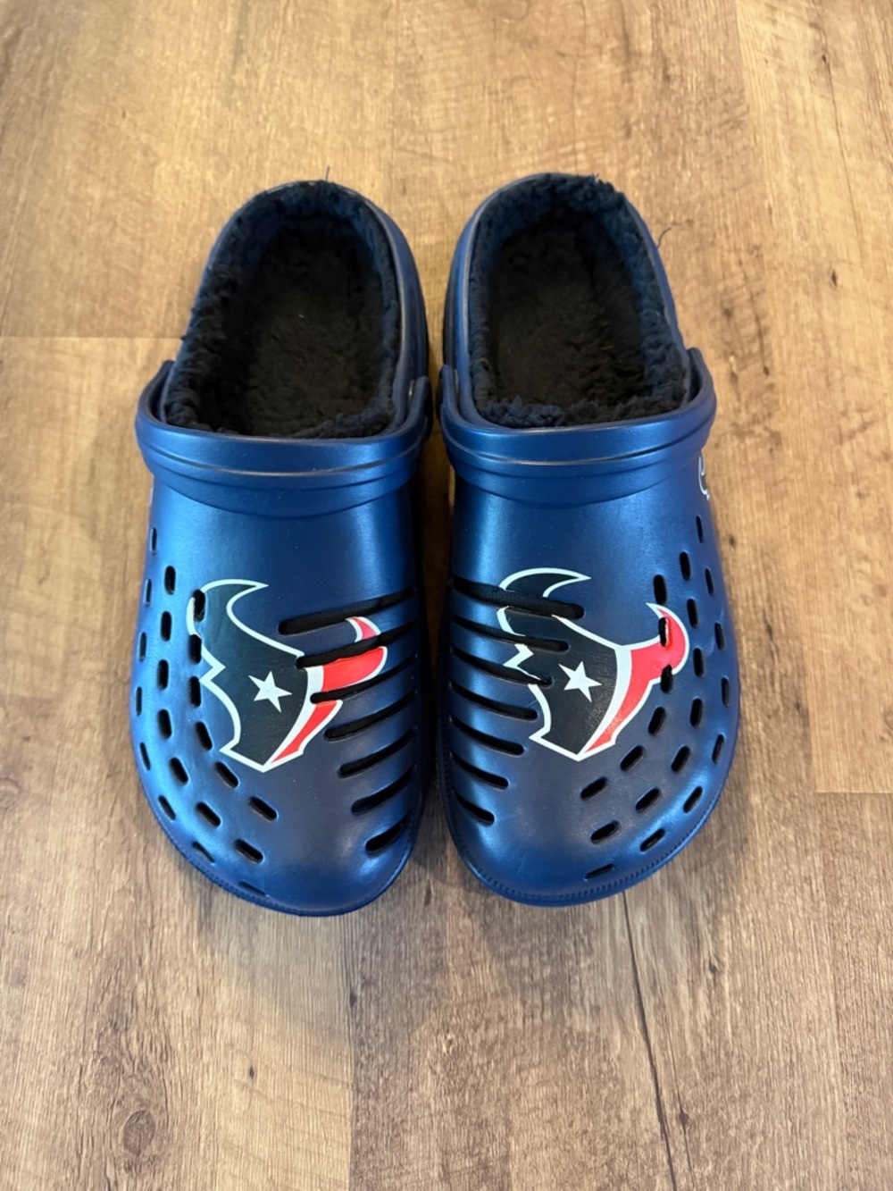 Men's Blue Team Logo Slip-On Clog Sandals with Fleece Lining